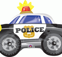 POLICE CAR 24 Inch Mylar Balloon Inflated with Helium