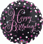 HAPPY BIRTHDAY PINK CELEBRATION 18 Inch Mylar Balloon Inflated with Helium