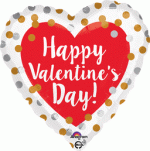 HX HVD GOLD AND SILVER DOTS 18 Inch Valentine Mylar Balloon