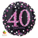 Pink Celebration 40th Holographic 18 Inch Mylar Balloon Inflated high-quality cheap balloons nyc delivery