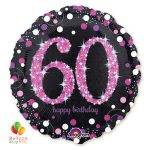 Pink Celebration 60th Holographic 18 Inch Mylar Balloon Inflated high-quality cheap balloons nyc delivery
