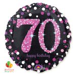 Pink Celebration 70th Holographic 18 Inch Mylar Balloon Inflated high-quality cheap balloons nyc delivery