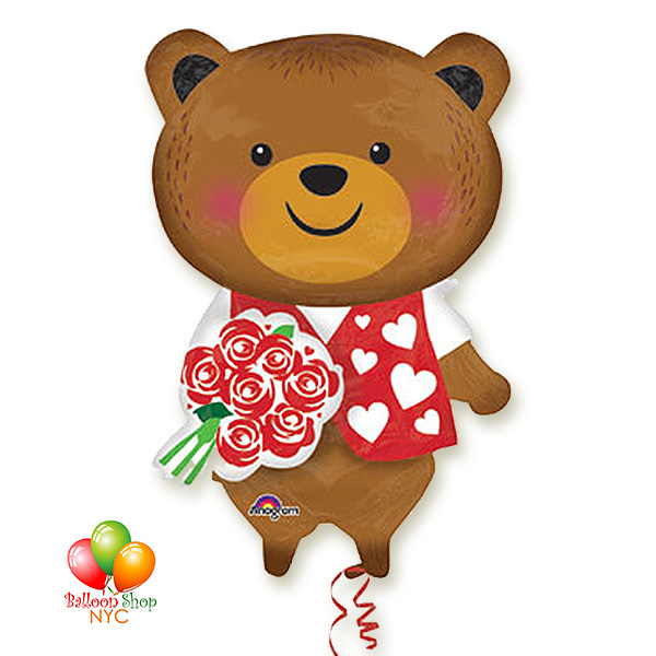 Bear With Roses Valentines Day Balloon Balloon Shop NYC