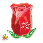 Happy Valentines Day Rose Bud Balloon 18 Inch Inflated Delivery in New York from Balloon Shop NYC