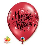 Hugs Kisses Latex Balloon 12 Inch Inflated with Helium Delivery in New York from Balloon Shop NYC
