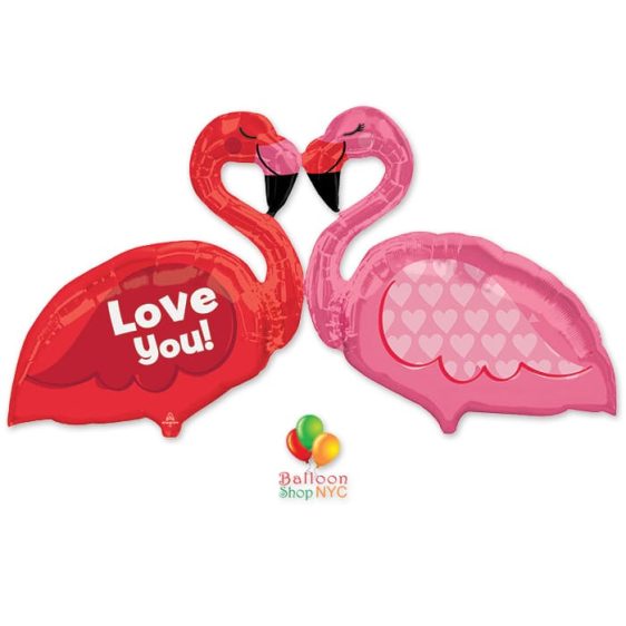 Love Flamingos Super Shape Mylar Party Balloon 46 inch delivery from Balloon Shop NYC