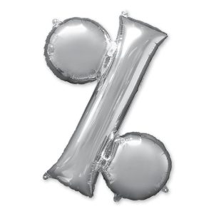 Symbol Percent Silver Jumbo Balloon from Balloon Shop NYC