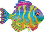 Colorful Fish 33 Inch Mylar Balloon Inflated with Helium