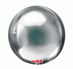 Silver Globe Ball Orbz Balloon 16 Inch Inflated with Helium