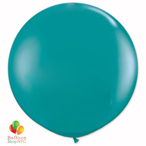 Aqua Latex Party Balloon 24 inch Round Inflated delivery Balloon Shop NYC