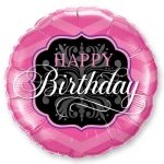 Happy Birthday Pink & Black Mylar Balloon Delivery from Balloon Shop NYC