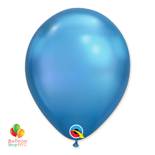 Chrome Blue Latex Party Balloon 11 inch Inflated delivery from Balloon Shop NYC