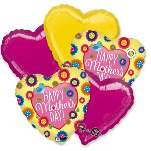 Happy Mothers Day Hearts Mylar Balloon Bouquet Delivery from Balloon Shop NYC