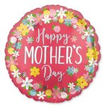 Happy Mothers Day Round Flowers 28 in Mylar Balloon delivery from Balloons Shop NYC