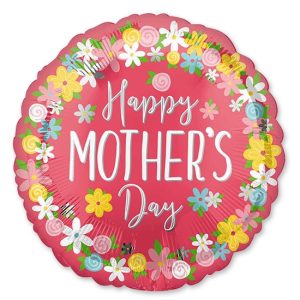 Happy Mothers Day Round Flowers 28 in Mylar Balloon delivery from Balloons Shop NYC