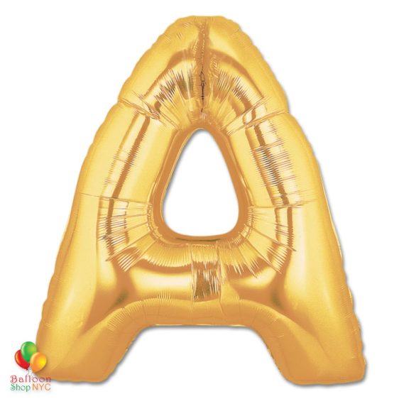 Jumbo Letter A Foil Balloon Gold 40 inch Inflated delivery from Balloon Shop NYC