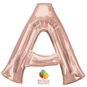 Jumbo Letter A Foil Balloon Rose Gold 35 inch Inflated delivery from Balloon Shop NYC