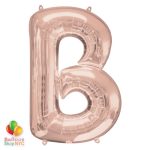 Jumbo Letter B Foil Balloon Rose Gold 35 inch Inflated delivery from Balloon Shop NYC