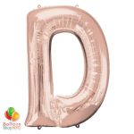 Jumbo Letter D Foil Balloon Rose Gold 35 inch Inflated delivery from Balloon Shop NYC