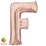 Jumbo Letter F Foil Balloon Rose Gold 35 inch Inflated delivery from Balloon Shop NYC