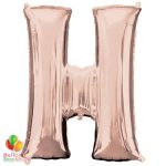 Jumbo Letter H Foil Balloon Rose Gold 35 inch Inflated delivery from Balloon Shop NYC