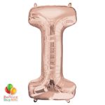 Jumbo Letter I Foil Balloon Rose Gold 35 inch Inflated delivery from Balloon Shop NYC