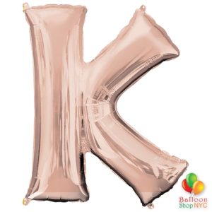 Jumbo Letter K Foil Balloon Rose Gold 35 inch Inflated delivery from Balloon Shop NYC
