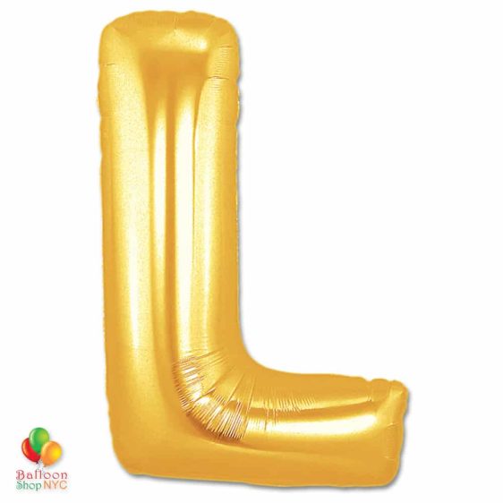 Jumbo Letter L Foil Balloon Gold 40 inch Inflated delivery from Balloon Shop NYC