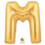 Jumbo Letter M Foil Balloon Gold 40 inch Inflated delivery from Balloon Shop NYC