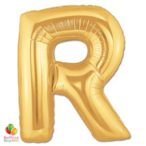 Jumbo Letter R Foil Balloon Gold 40 inch Inflated delivery from Balloon Shop NYC