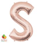 Jumbo Letter S Foil Balloon Rose Gold 35 inch Inflated delivery from Balloon Shop NYC