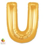 Jumbo Letter U Foil Balloon Gold 40 inch Inflated delivery from Balloon Shop NYC