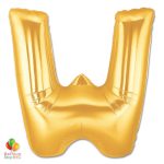 Jumbo Letter W Foil Balloon Gold 40 inch Inflated delivery from Balloon Shop NYC