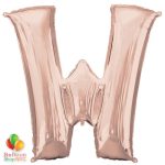Jumbo Letter W Foil Balloon Rose Gold 35 inch Inflated delivery from Balloon Shop NYC