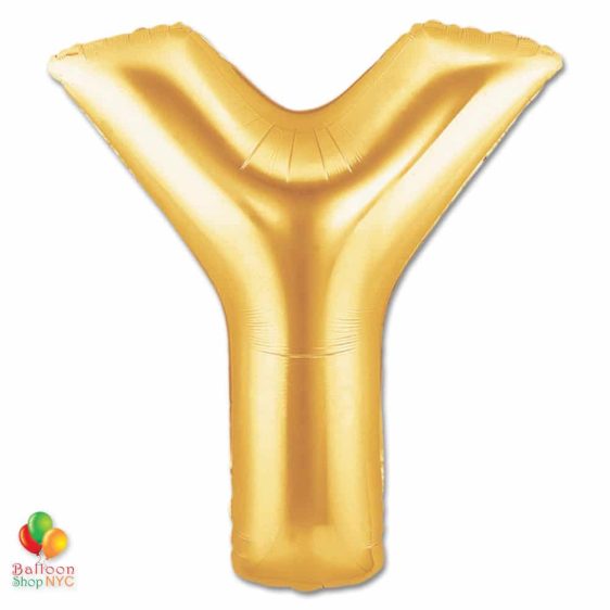 Jumbo Letter Y Foil Balloon Gold 40 inch Inflated delivery from Balloon Shop NYC