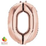 Jumbo Number 0 Foil Balloon Rose Gold 35 inch Inflated delivery from Balloon Shop NYC