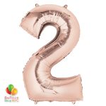 Jumbo Number 2 Foil Balloon Rose Gold 35 inch Inflated from Balloon Shop NYC