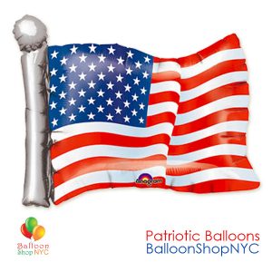 American Flag Supershape Patriotic Mylar Balloon 27 Inch Inflated delivery from Balloon Shop NYC
