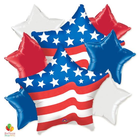 Classic American Patriotic Mylar Balloon Bouquet delivery from Balloon Shop NYC