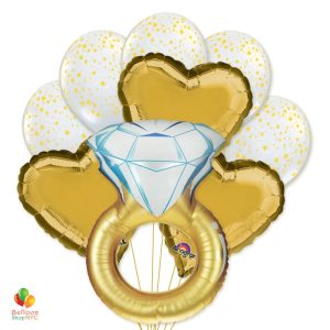 Gold Jumbo Wedding Ring Mylar Balloon Bouquet delivery Balloon Shop NYC