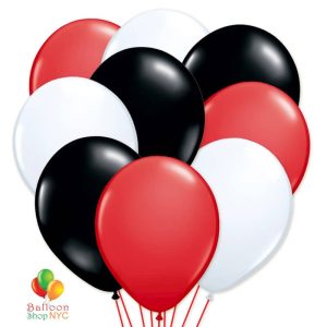 Ultimate Red Black & White Latex Party Balloons Bouquet delivery from Balloon Shop NYC