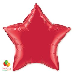 Ruby Red Star Patriotic Mylar Balloon 19 inch Inflated delivery from Balloon Shop NYC
