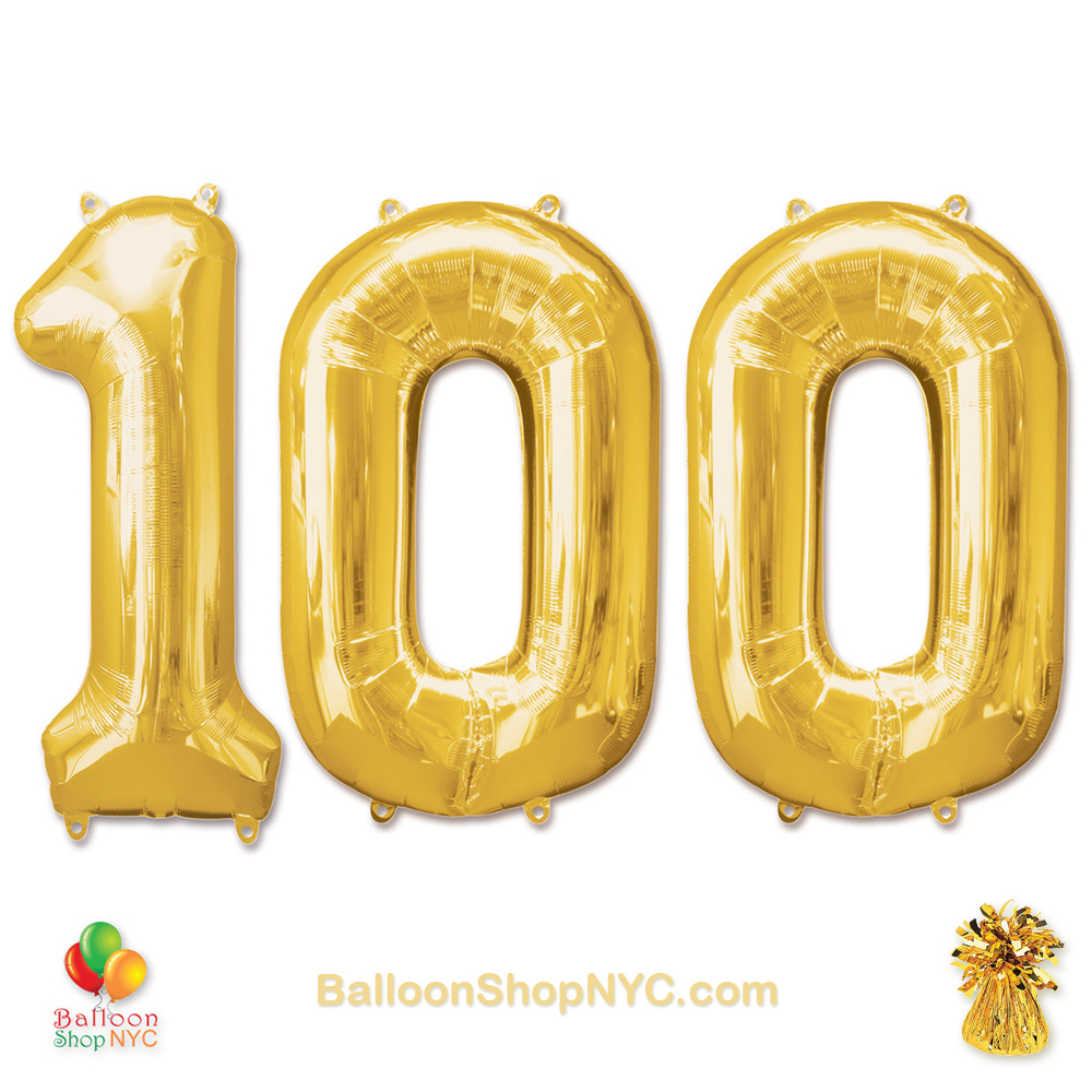gold birthday number balloons