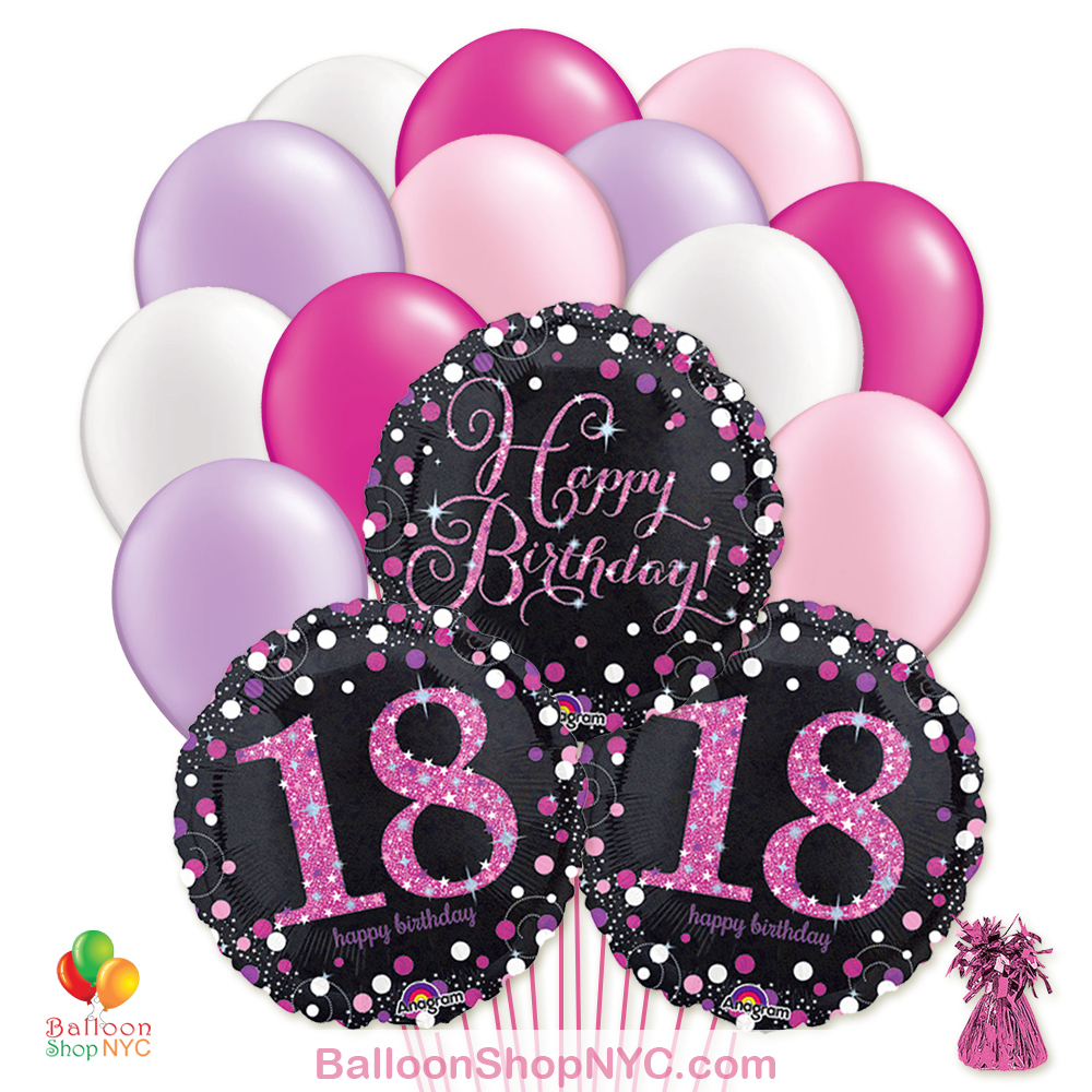 Zeeanemoon consumptie hout 18 Pretty Pink Happy Birthday Mylar Latex Pearl Balloon Bouquet - Balloon