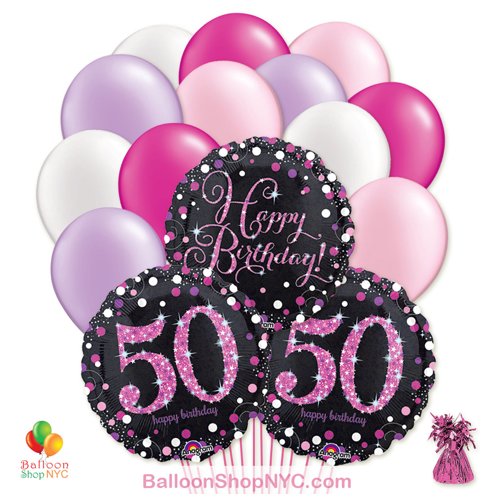 pink mylar number balloons
