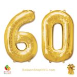 60th Birthday Jumbo Number Foil Balloons Set Gold 40 inch Inflated high-quality cheap balloons nyc delivery