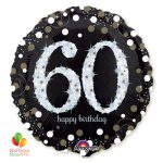 60th Sparkling Happy Birthday Mylar Balloon 18 Inch Helium Inflated high-quality cheap balloons nyc delivery