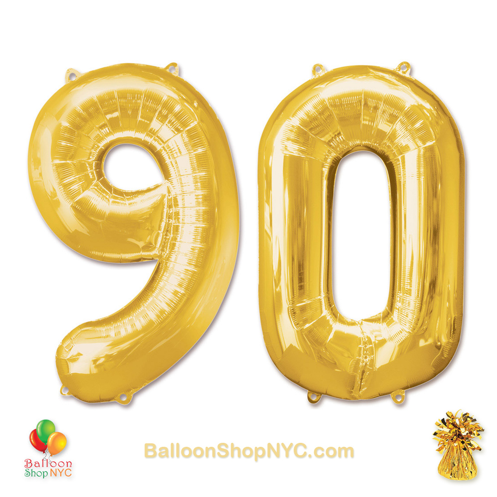 16 inch 90 Silver Number Balloons 90th Birthday Party Anniversary Foil Balloon 