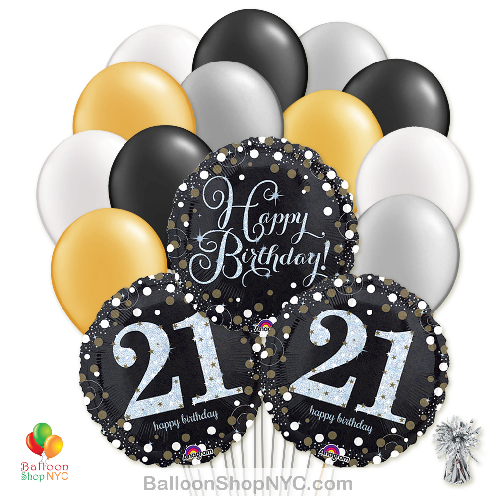21 Balloon Salute Birthday Balloon Bouquet (21 Balloons) - Balloon Delivery  by