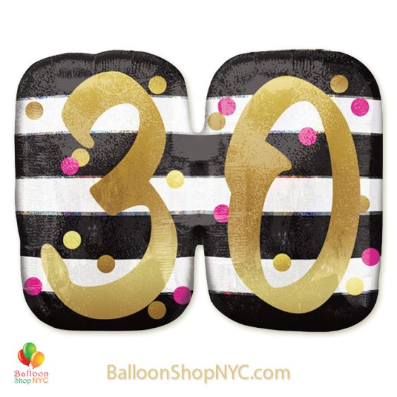 30th Milestone Happy Birthday Pink Gold Mylar Balloon 36 Inch Helium Inflated high-quality cheap balloons nyc delivery